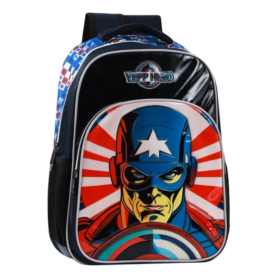 Mochila Costas Herói Estrela Meninos Escolar Cor Preto