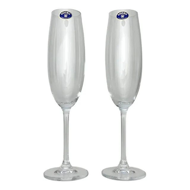 Kit 02 Taças Champanhe Flute Cristal 220ml Bohemia Colibri 