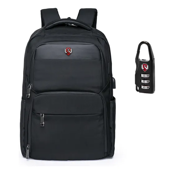 Mochila Executiva Masculina P/ Notebook C/ Cadeado Reforçada Cor Preto Desenho do tecido Lisa Swissport