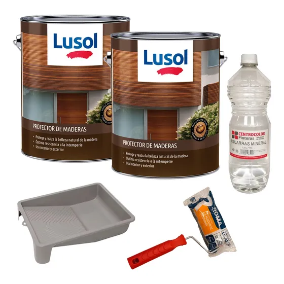 Combo Protector Para Madera Lusol 4+4 Litros Color Roble