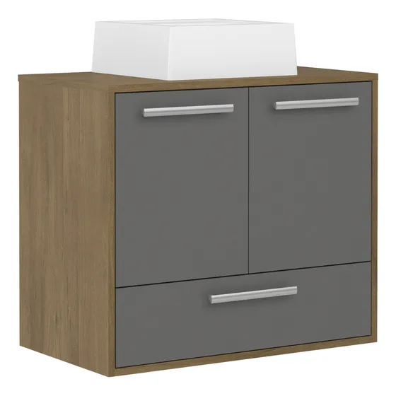 Mueble De Baño De 70cm En Mdp Sin Lavamanos Gris 2 P 1 Cajon Cantidad De Agujeros Para Grifería Un Agujero Mueble Gris Oscuro