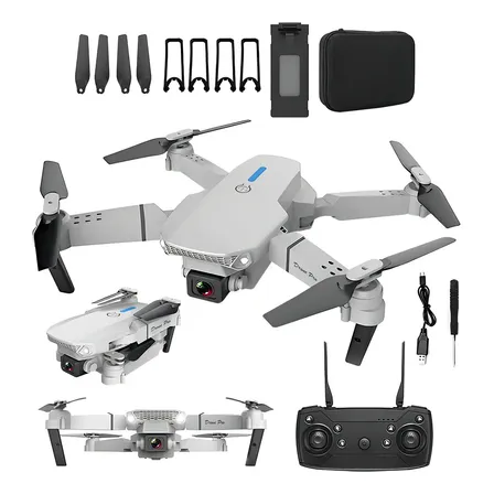 Mini Drone Con Cámara Cuadricoptero Control Remoto Y Estuche Color Gris Kwala