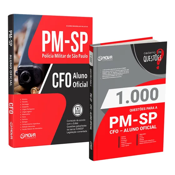 Kit Apostila Pm Sp Cfo Aluno Oficial + 1000 Questões Ed Nova