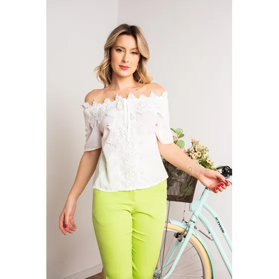 Blusa Com Renda Ciganinha  Feminina