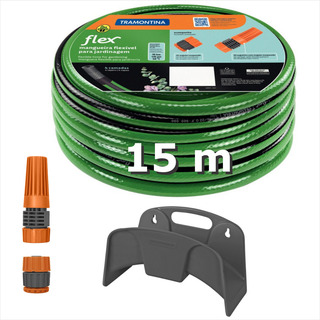 Manguera De Riego Flexible Tramontina 15 Mts + Accesorios Manguera De Riego Flexible Tramontina 15 Mts + Accesorios