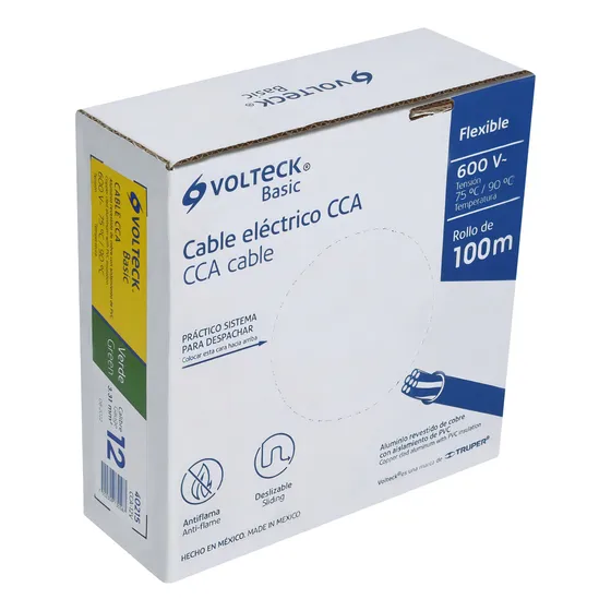 Cable Eléctrico Cal 12 Alucobre 100 M Verde Volteck CCA-12V