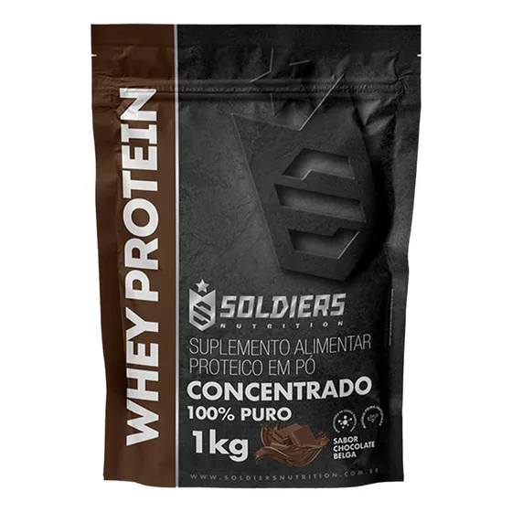Whey Protein Concentrado 1kg Sabor Chocolate Belga Soldiers Nutrition Rico em Proteína Treino