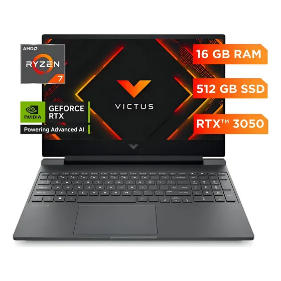 Laptop Hp Victus 15-fb3020la Amd Ryzen 7 16gb 512gb Rtx3050 Plata Mica | Cuotas sin interés