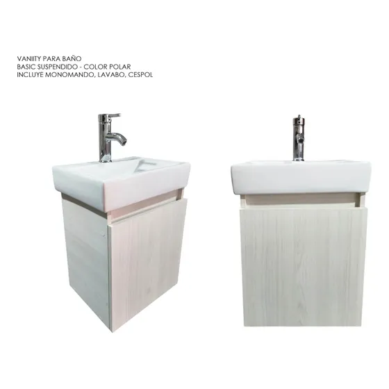 Conjunto Mueble De Baño Incluye Llave Lavabo Contra Cespol Polar Mate