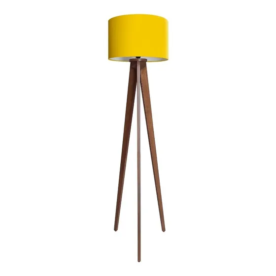 Lampara De Piso Minimalista Vintage Madera Tono Nogal
