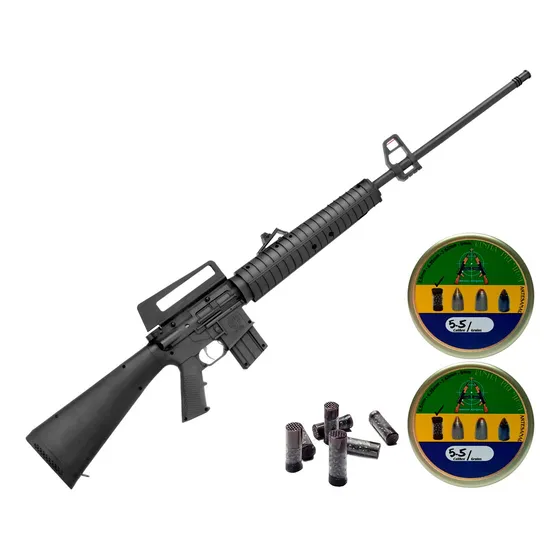 Espingarda Airgun M16 Rossi 5.5 + 02cx Munição Calibre 12