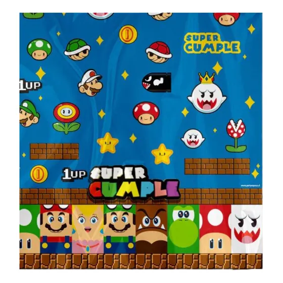 Mantel Super Mario Bros 130x170cm Para Cumpleaños Party