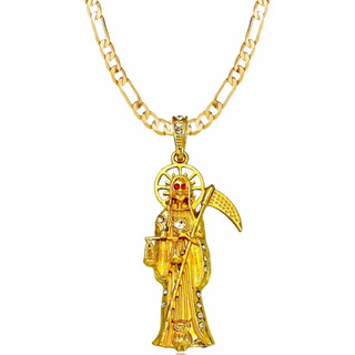 Collar Santa Muerte Con Cadena Eslabones Collar Santa Muerte Con Cadena Eslabones