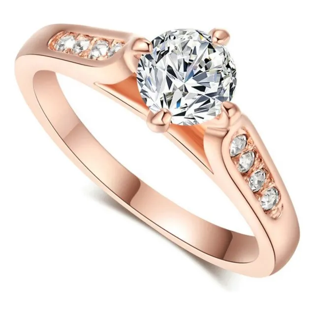 Anillo Compromiso Argolla Baño Oro Rosado 
