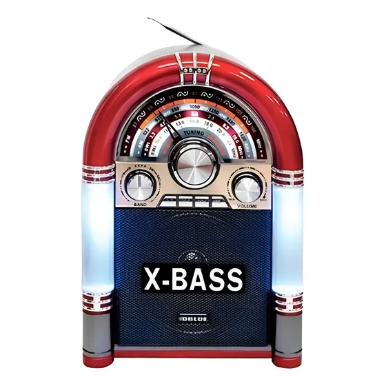 Mini Jukebox Retrô Bluetooth Rádio Usb Sd Led Vintage Mp3