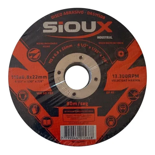 Disco De Corte 4 1/2. Metal X25 Un Calidad Industrial Sioux Color Negro