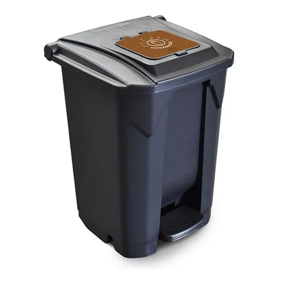 Lixeira Cozinha 60l Orgânico Roda Pedal Tampa Click Preto