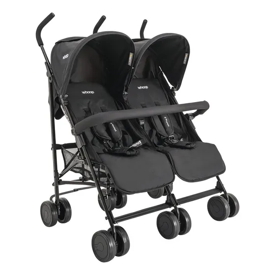 Carrinho De Bebê Para Gêmeos Youme Ii Kiddo Preto