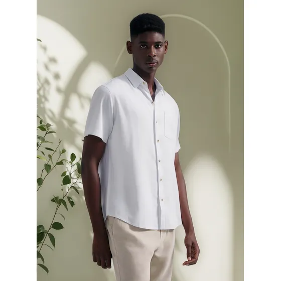 Camisa Básica Masculina Em Tecido Linho Hering