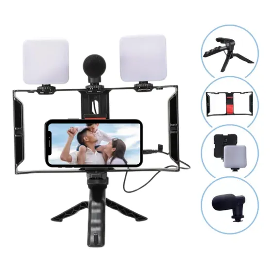 Estabilizador Celular 2 Mini Luz Led Gravação Profissional
