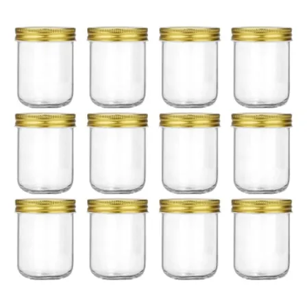 Pack 12 Frasco De Vidrio Conservero Con Tapa 250ml Color Variados