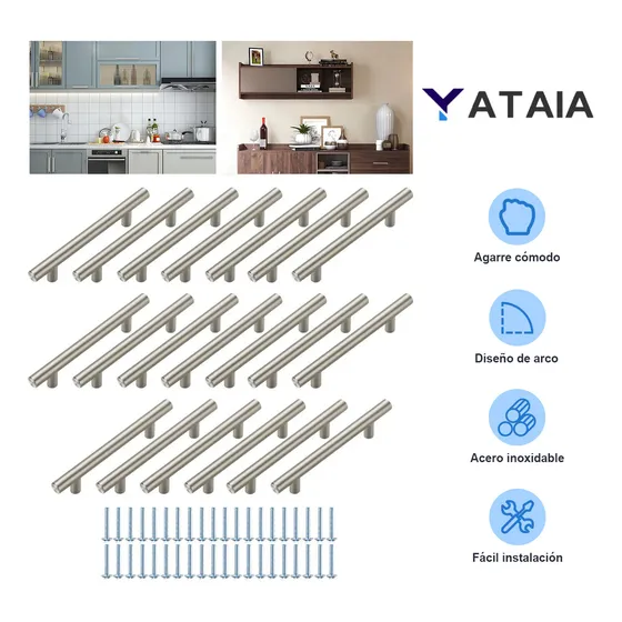 Yataia 20pzs Moderno Jaladera Barra En Acero Inoxidable Hueca Tipo T 15.6cm Adecuado Para Herrajes Cocina Y Mueblesse Aplica A Jaladeras Para Puertasjaladeras Para Cajonespaquete Níquel Cepillado