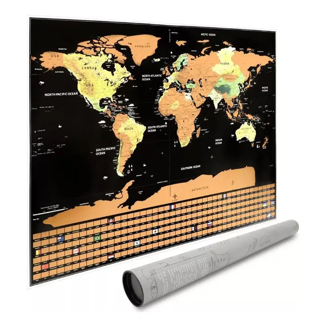 Mapamundi Mapa Raspar Del Mundo + Accesorios Y Tubo