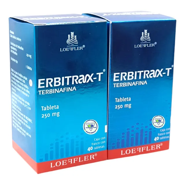 2 Cajas Erbitrax-t Terbinafina 250 Mg C/40 Tabletas Loeffler