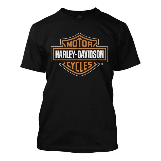 Harley Davidson Camiseta, Logo Nas Costas Bar&shield, Skull