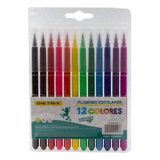 Plumon De Agua Varios Colores Redondo Dietrix 12 Pza Plumon De Agua Varios Colores Redondo Dietrix 12 Pza