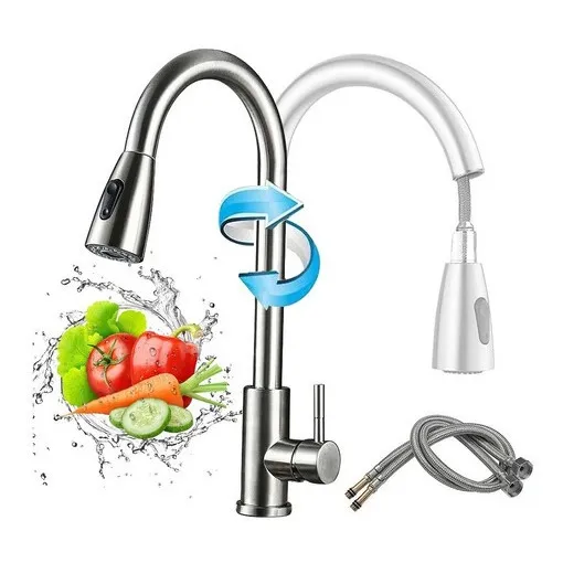 Llave Lavaplatos Monomando Acero Inox Cuello Extensible 