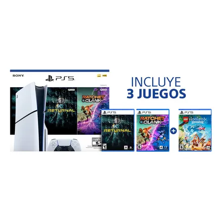 Consola Sony Ps5 Slim Con Disco + 3 Juegos 1tb Standard Color Blanco/Negro