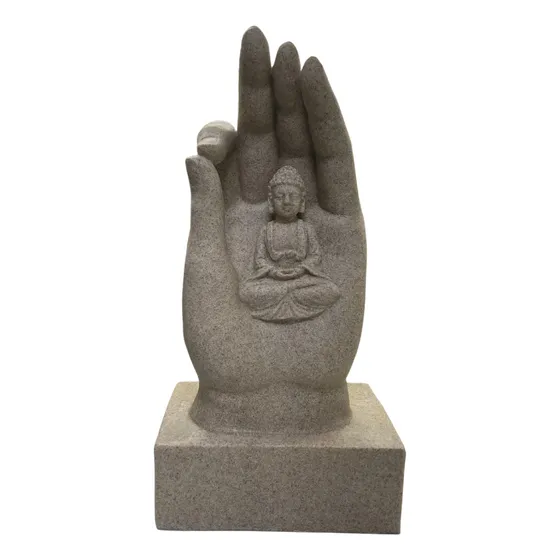 Buda Tallado En Mano Mudra Estatua Decoracion 32cm Zen Yoga Color Beige