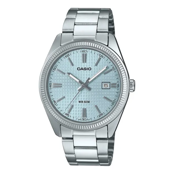 Reloj Casio Mtp-1302pec-2a Hombre Acero Correa Plateado Bisel Plateado Fondo Agua MTP-1302PEC-2A