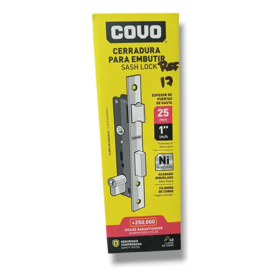 Cerradura Para Embutir De 25mm 1  Cilindro Se Cobre Covo