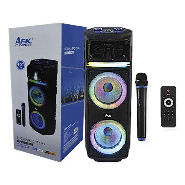 Bocina Recargable 10x2in Microfono Karaoke Tws Control Fm