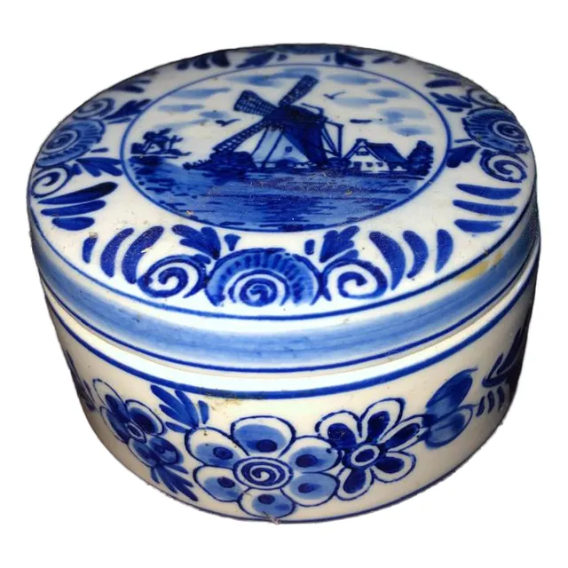Cofre Porcelana Delft Holanda Dibujo Tipico Refondo