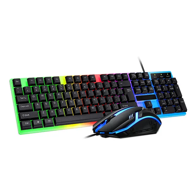 Combo Teclado Y Mouse Alambrico Con Luz Para Computadora