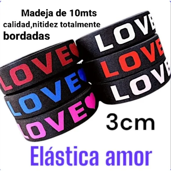Elástica  Para Bóxer Tejida ( Amor) 3cm Madejas De 10mt