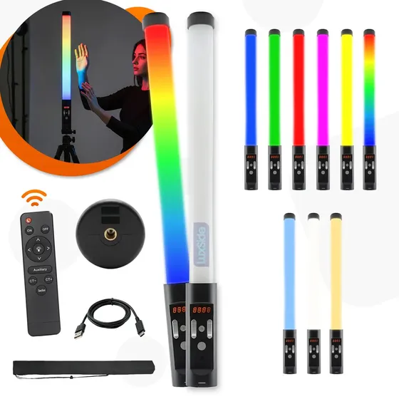 Bastão Led Rgb Colorido Profissional Recarregável Portatil Ring Light Iluminação Maquiagem Gravações