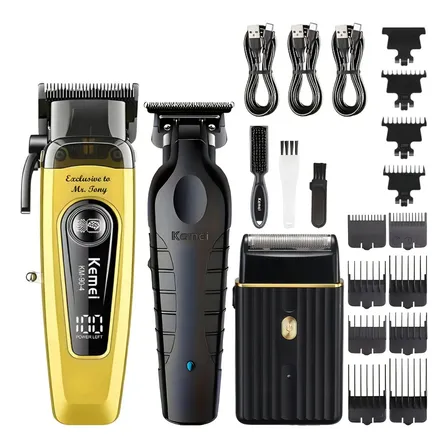 Kit Máquina De Cortar Cabelo 3 Em 1 Recarregável Preto 5v