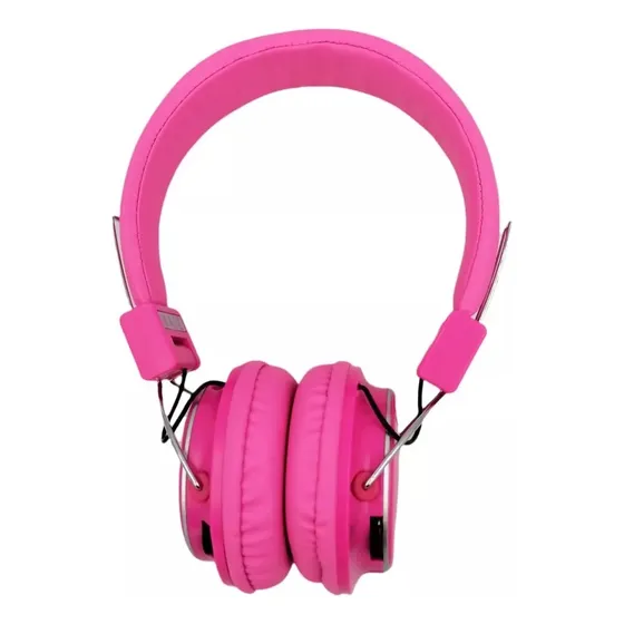 Audifonos De Diadema Radio Fm/ Tf Card/ Aux Pantalla Led Color Fucsia