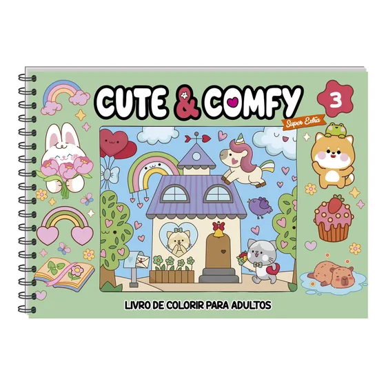 Cute & Comfy Super Extra Edição 03 Livro de Colorir Adulto Capa Dura Holográfica 2025