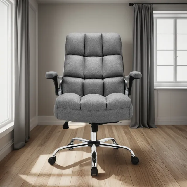 Silla Para Oficina Giratoria Ajustable Gris Gpl