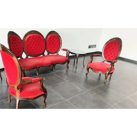 Juego De Sala Estilo Luis Xv - Antigua. 1 Sofa, 2 Poltronas