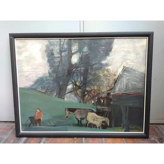 Cuadro Firmado Hugo Nantes - Tareas De Campo