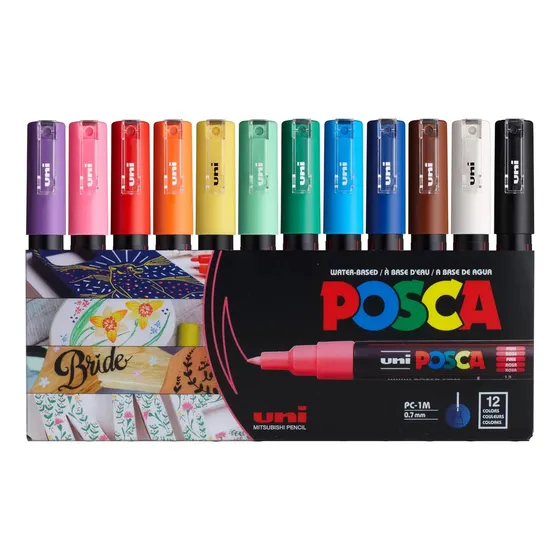 Marcadores Posca Pintura Punta Extra Fina 0.7mm 12 Colores
