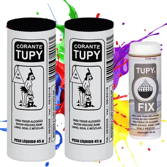 Corante Tecido Tingir Roupa Cores Kit C/ 2un + Fixador Tupy