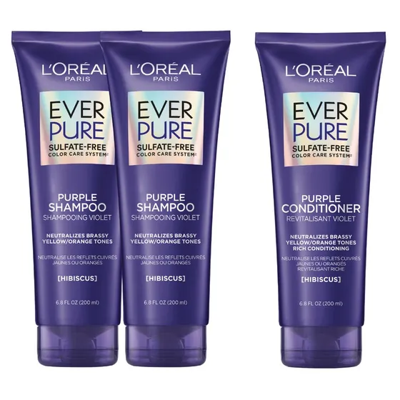 Kit X 3 Shampoo y Acondicionador L'oréal Paris Ever Pure Purple