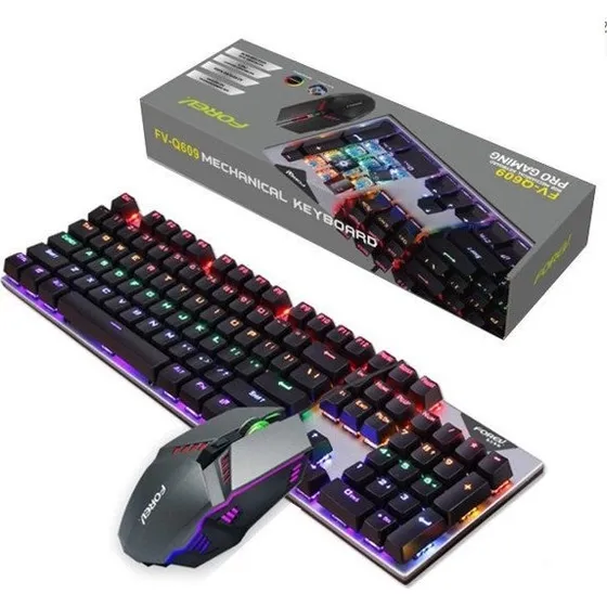 Mecanico Teclado Mouse Español Rgb 20 Modos Forev Original